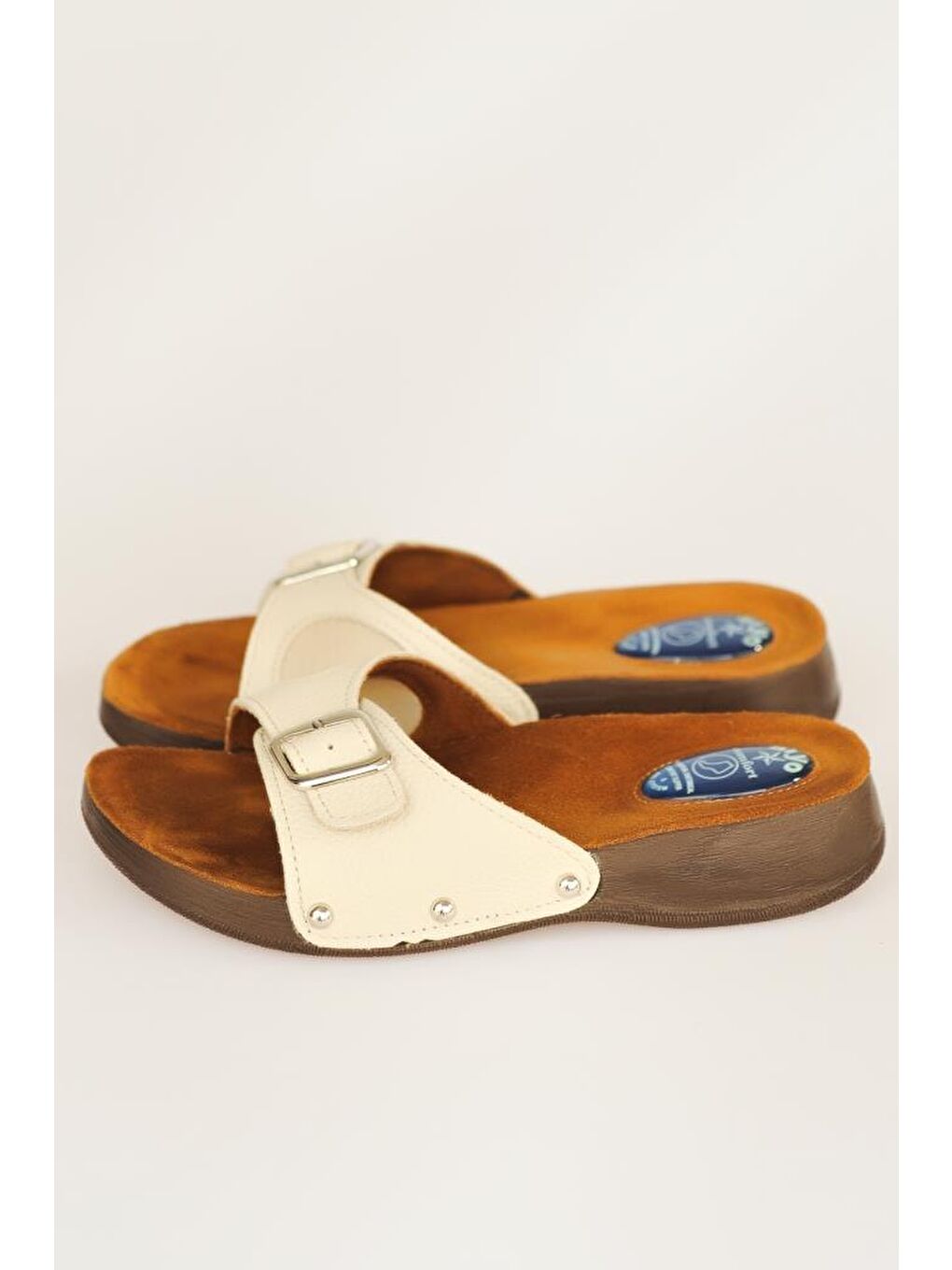 Bej Anatomik Taban Hakiki Deri Topuk Dikeni Ve Kemik Çıkıntısı Kadın Terlik S99-22-2