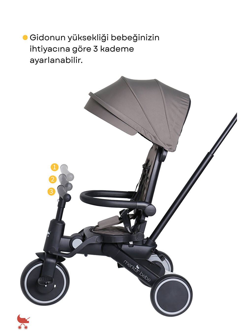 Merkür Bebe 9in1 Hawk Çift Yönlü Katlanabilir Yatabilir Ayak Destekli Bebek Ve Çocuk Bisikleti-7