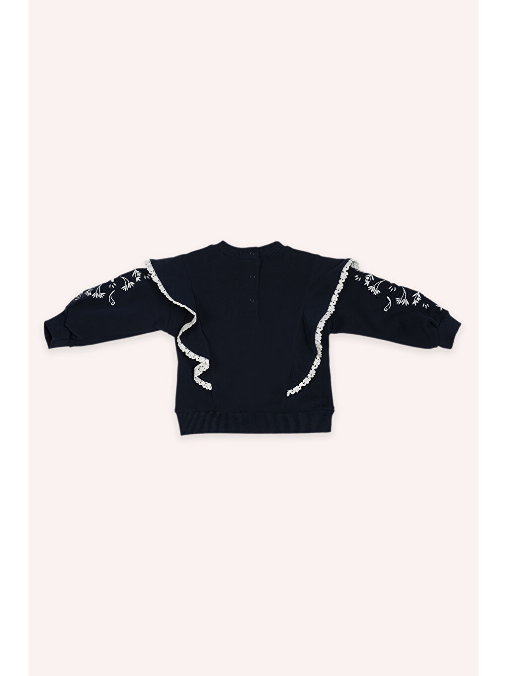 Kız Bebek Nakışlı Lacivert Sweatshirt-1