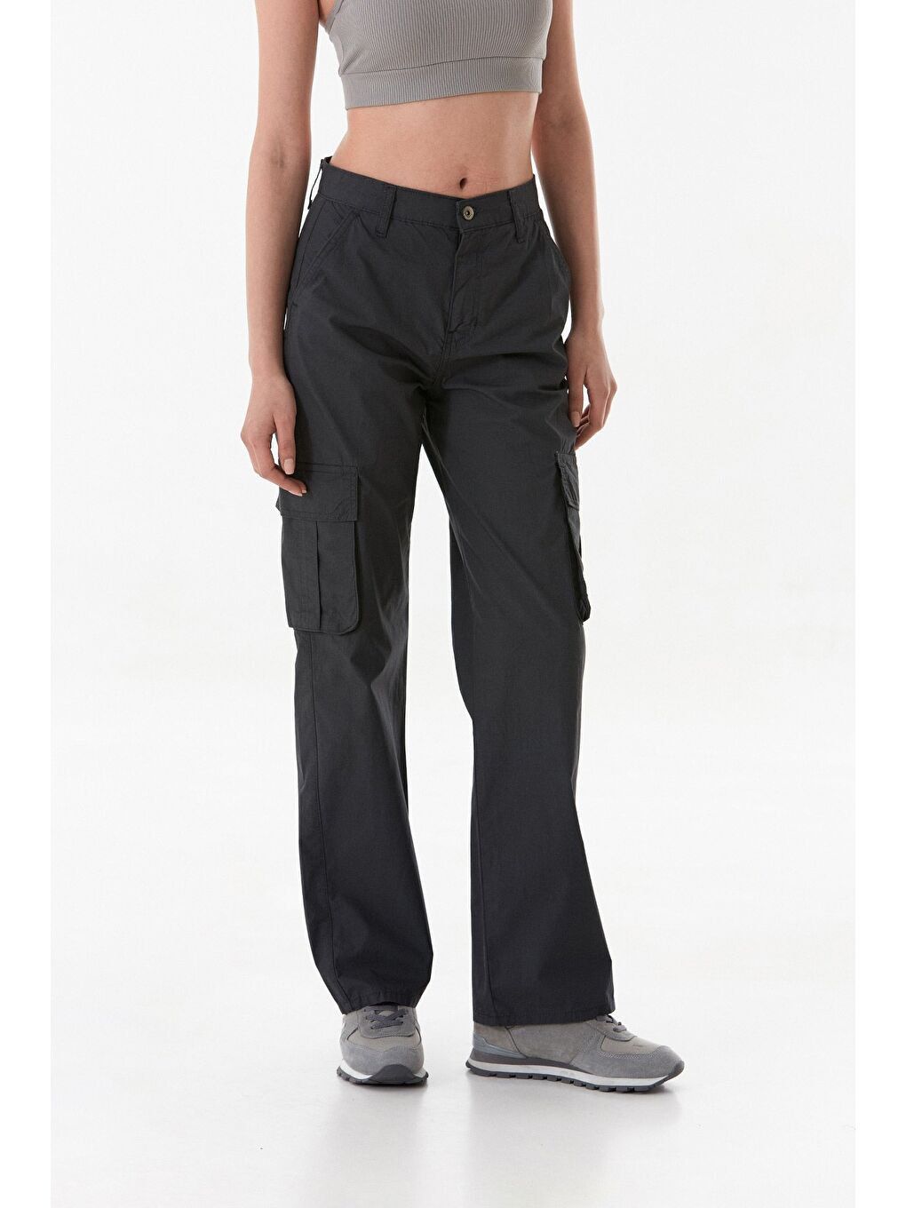 Gri Kargo Cepli Paraşüt Kumaş Pantolon-1