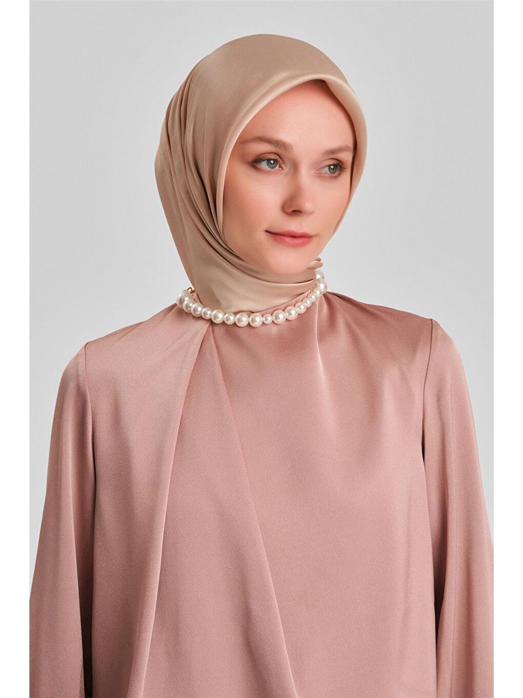 Bej Omuz Pileli Abiye Elbise 24Y9819 Latte-3