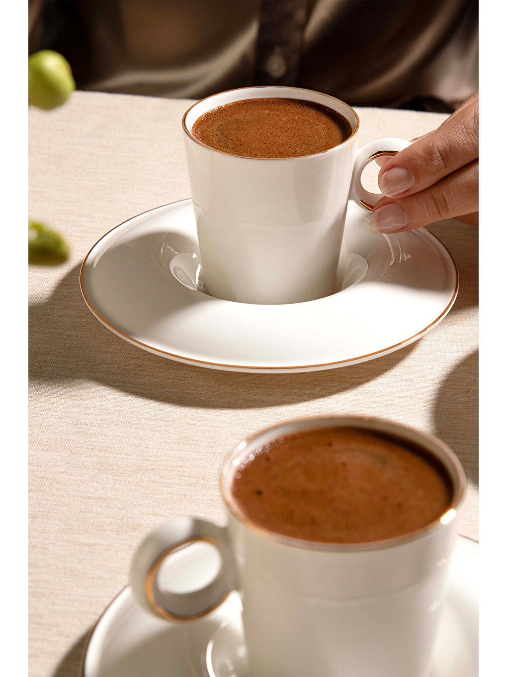 Beyaz Hillary 6 Kişilik 12 Parça Porselen Kahve Fincan Takımı-2