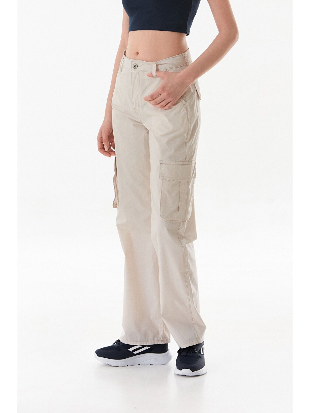 Bej Kargo Cepli Paraşüt Kumaş Pantolon-1