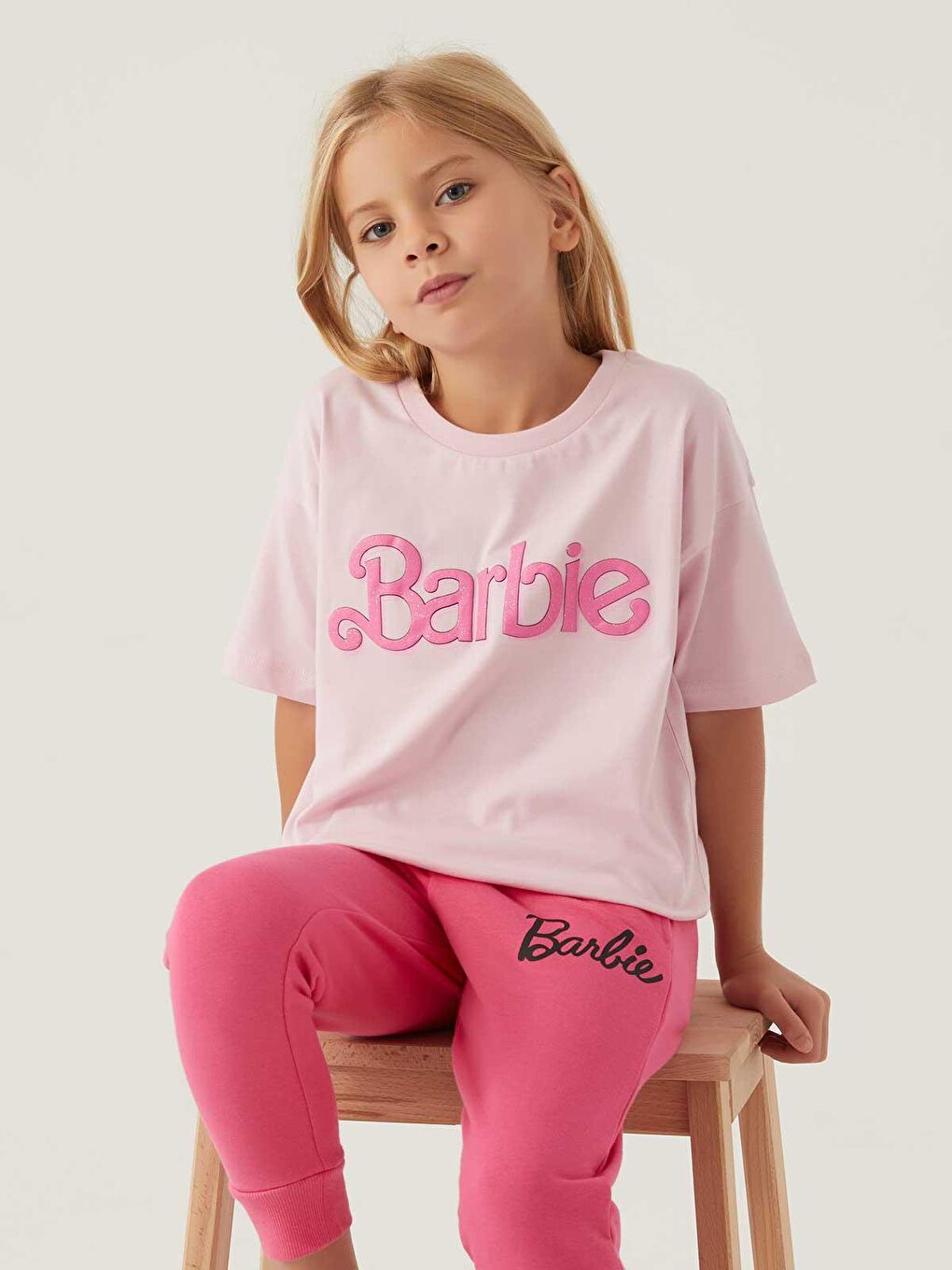 Civil Açık Pembe Barbie Kız Çocuk Tişört 3-7 Yaş Toz Pembe - 4