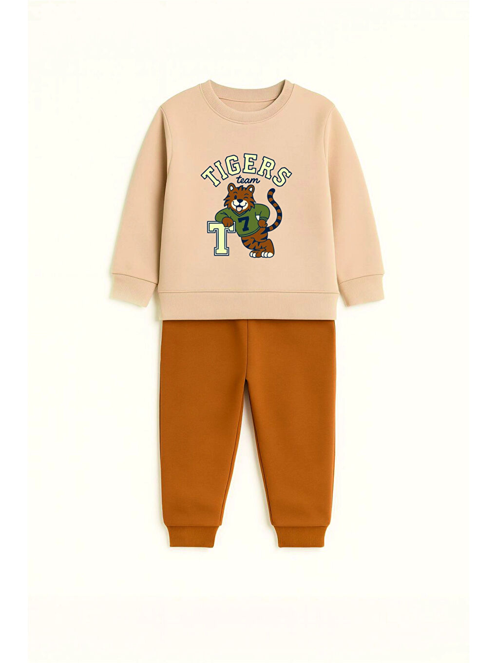 Kahverengi Tigers Baskılı Erkek Takım 20102-1
