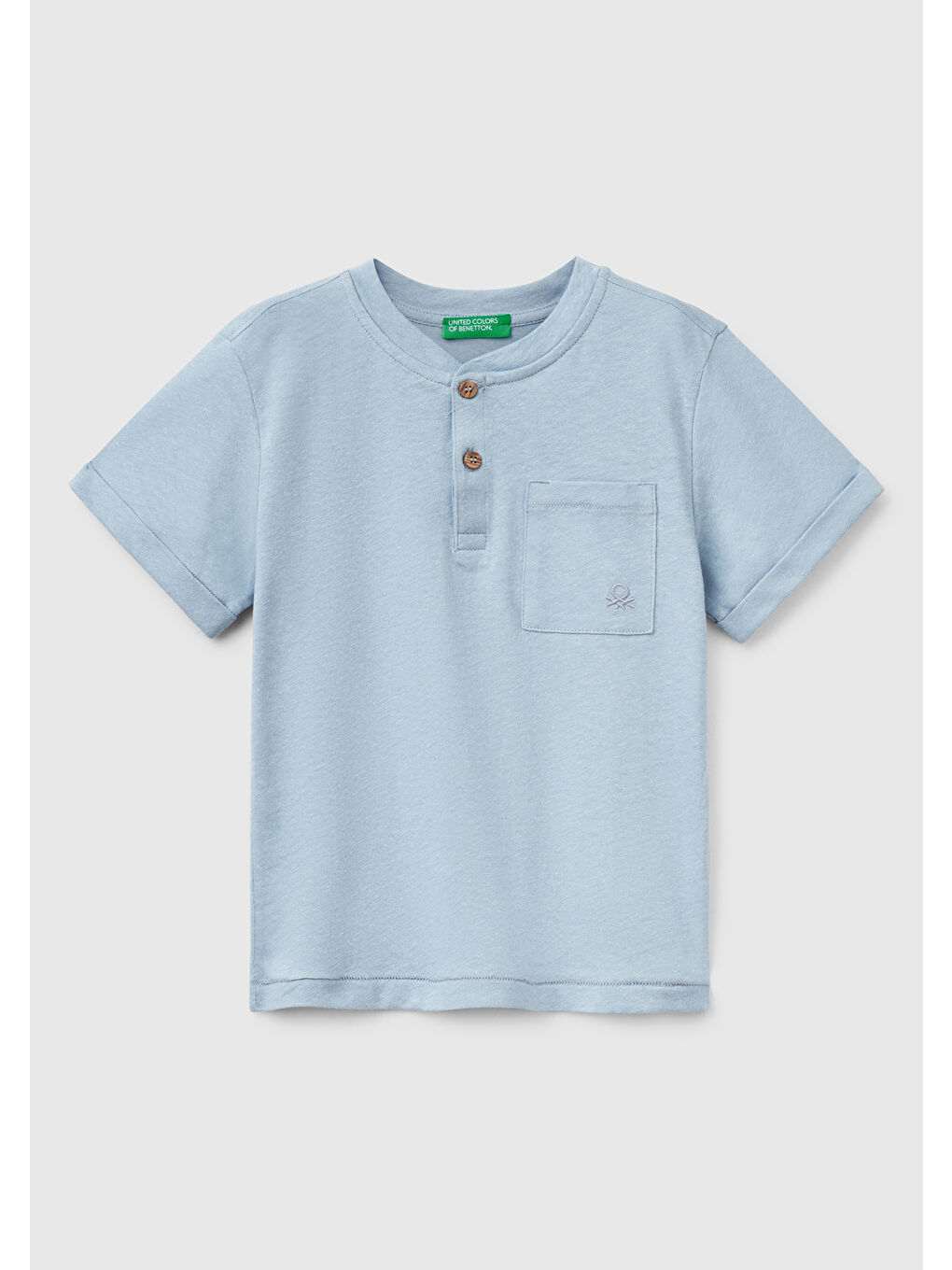 Erkek Çocuk Mavi Önü Cep Detaylı Hakim Yaka T-Shirt