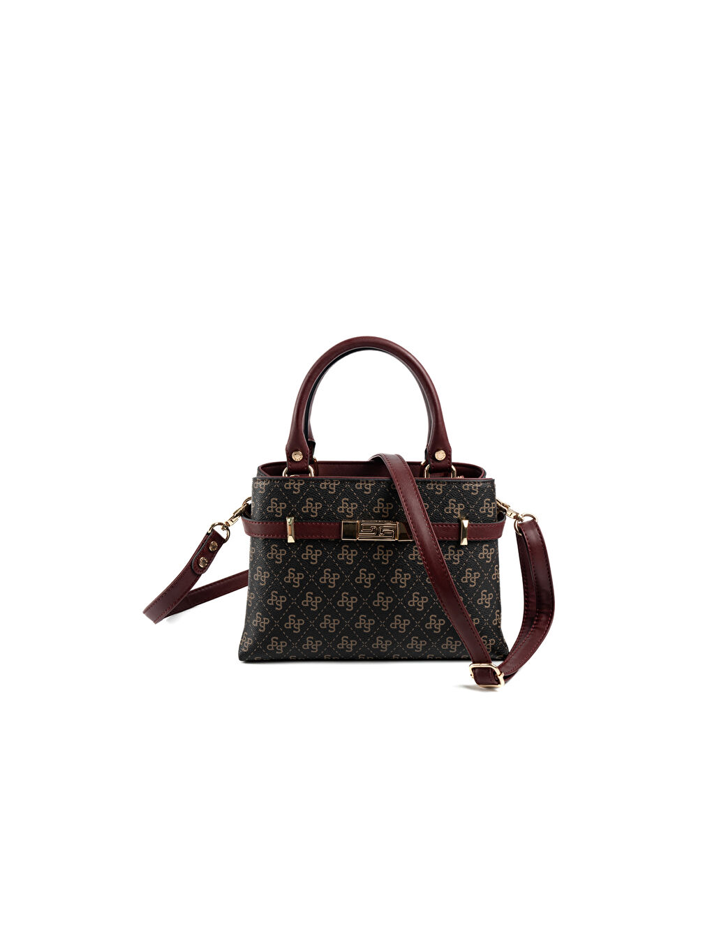 Kahverengi Kadın Omuz Çantası 1149-48285 SILVER POLO BAYAN ÇANTASI M178 KAHVE SARI-MAT BORDO-4