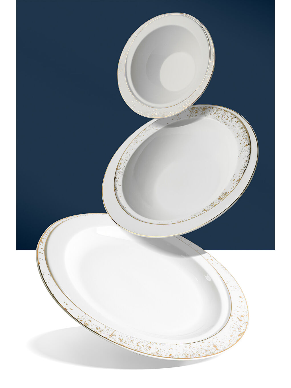 Beyaz Carla Gold Yaldızlı 28 Parça Porselen Yemek Takımı-1