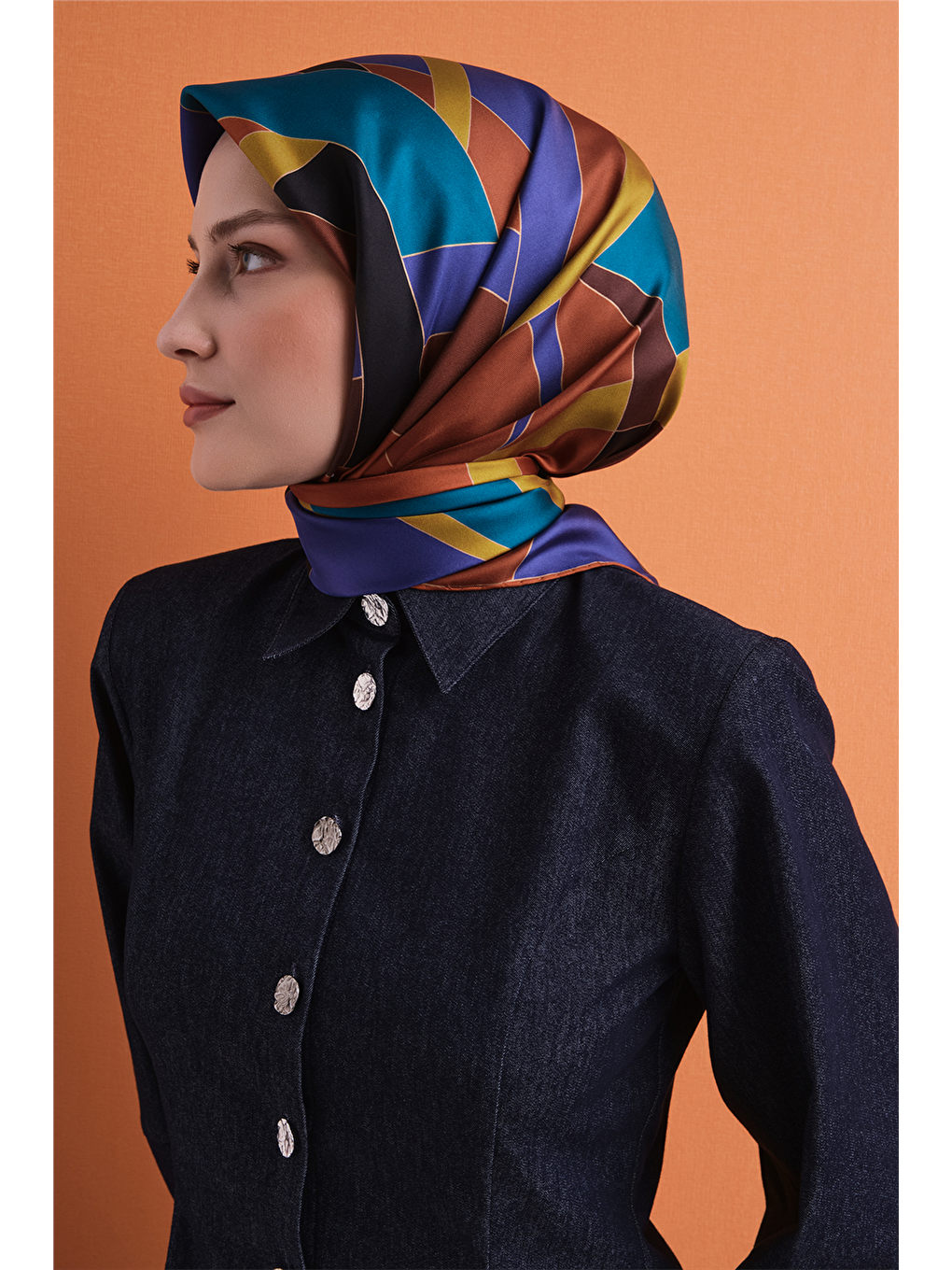 Karışık Saf İpek Twill Eşarp 9633d 52-2