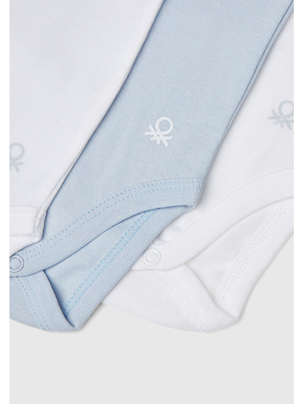 Bebek Beyaz-Mavi Kısa Kollu 3'lü Çıtçıtlı Body-2