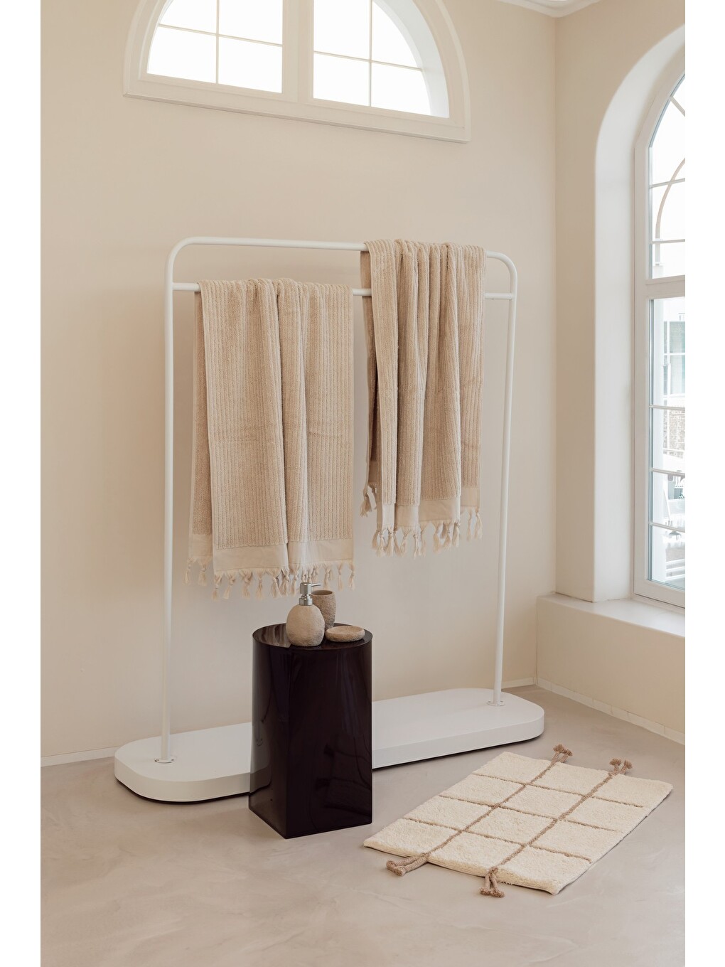 Bej Ege %100 Pamuk 2'li Banyo Havlu Seti 80x150 Cm Luxe Oat