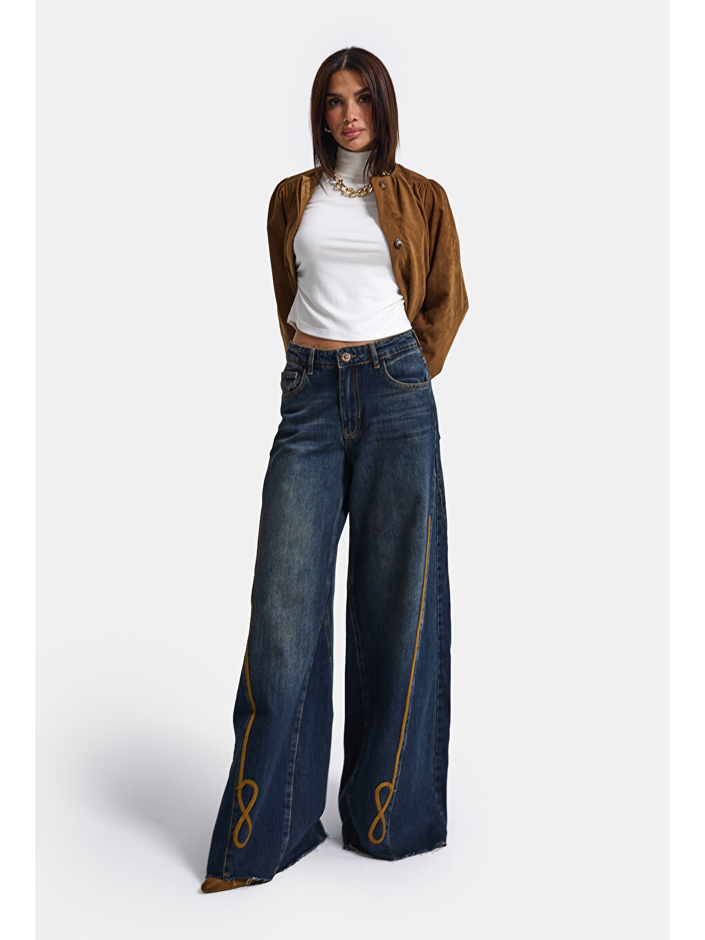 Mavi Kadın Koyu Jean 2w6-8 Palazzo Fit Nakış Detaylı Özel Tsarım Denim Jean-4