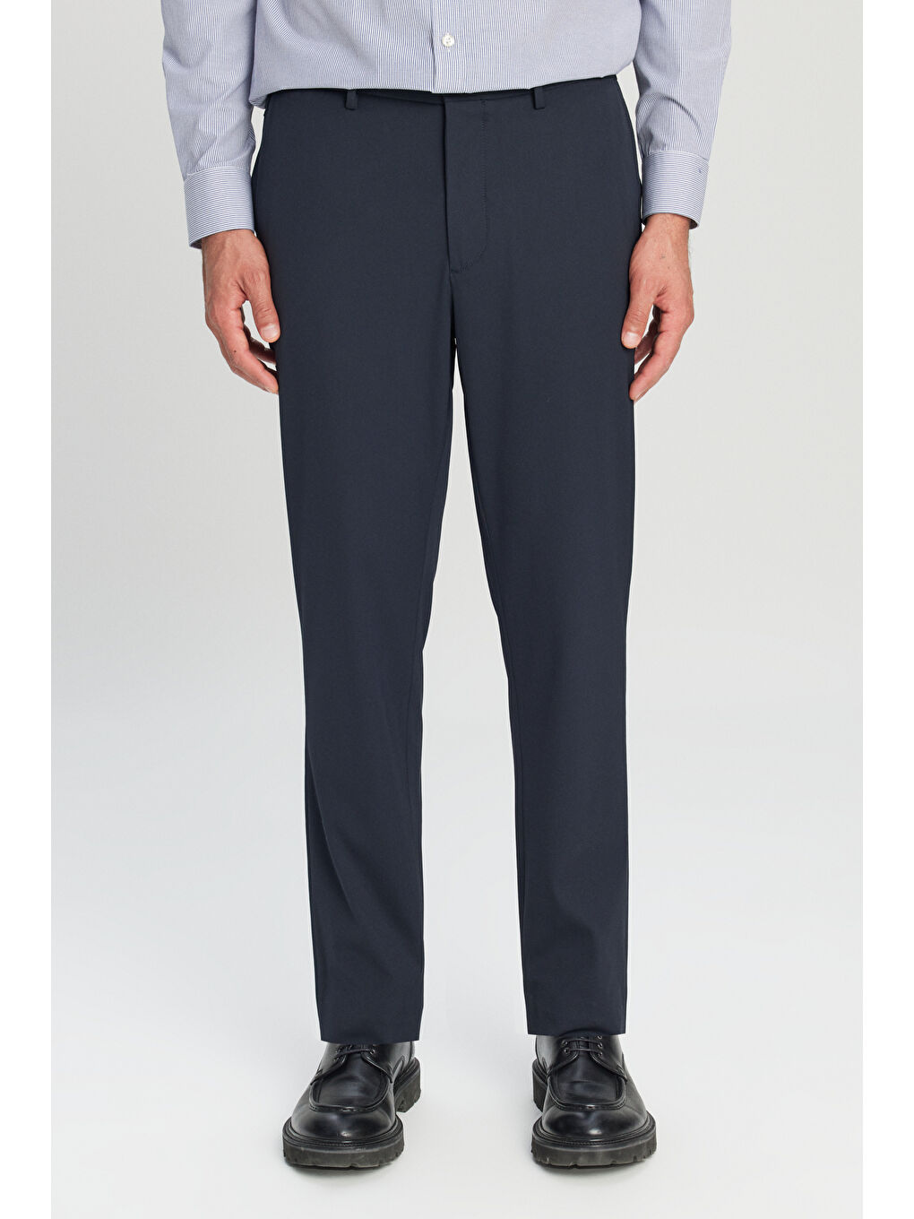Erkek Lacivert Slim Fit Dar Kesim Yan Cep Casual Pantolon
