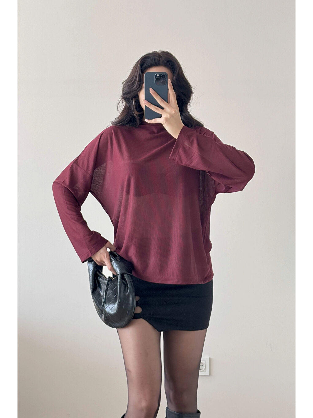 Kadın Bordo Bluz 1045-70230-1