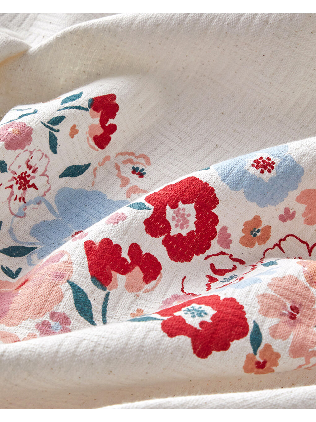 Pembe Vintage Floral Baskılı Pamuklu Çift Kişilik Pike 200x220 cm Somon-3