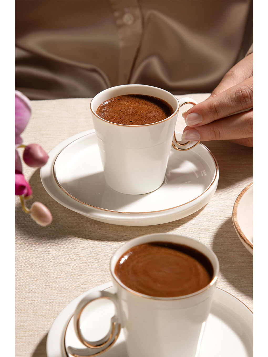 Beyaz Stella 6 Kişilik 12 Parça Porselen Kahve Fincan Takımı-2