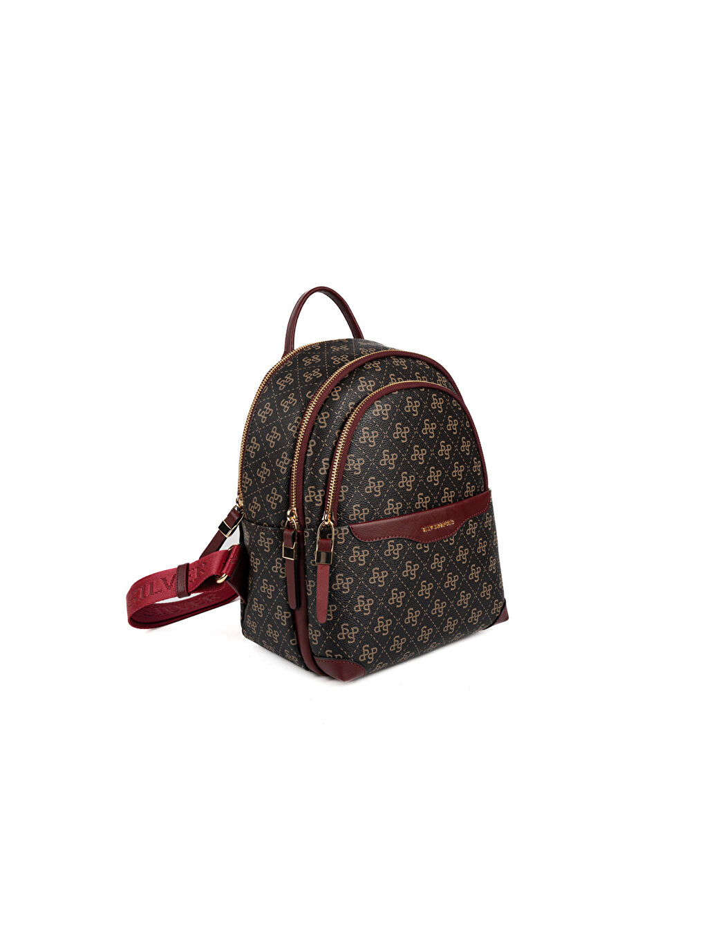 Kahverengi Kadın 1265-48624 SILVER POLO SIRT ÇANTASI M178 KAHVE SARI-MAT BORDO-1