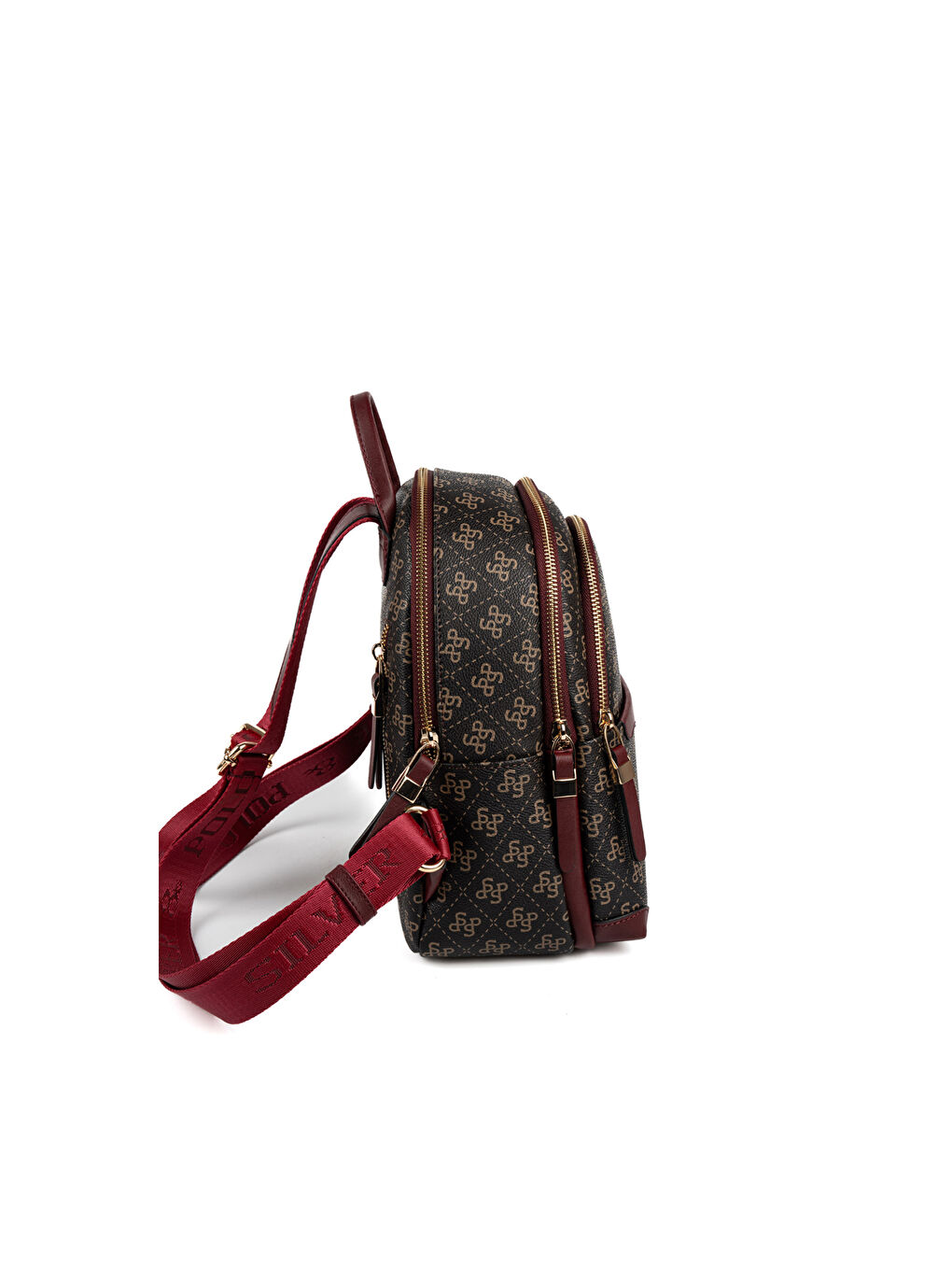 Kahverengi Kadın 1265-48624 SILVER POLO SIRT ÇANTASI M178 KAHVE SARI-MAT BORDO-2