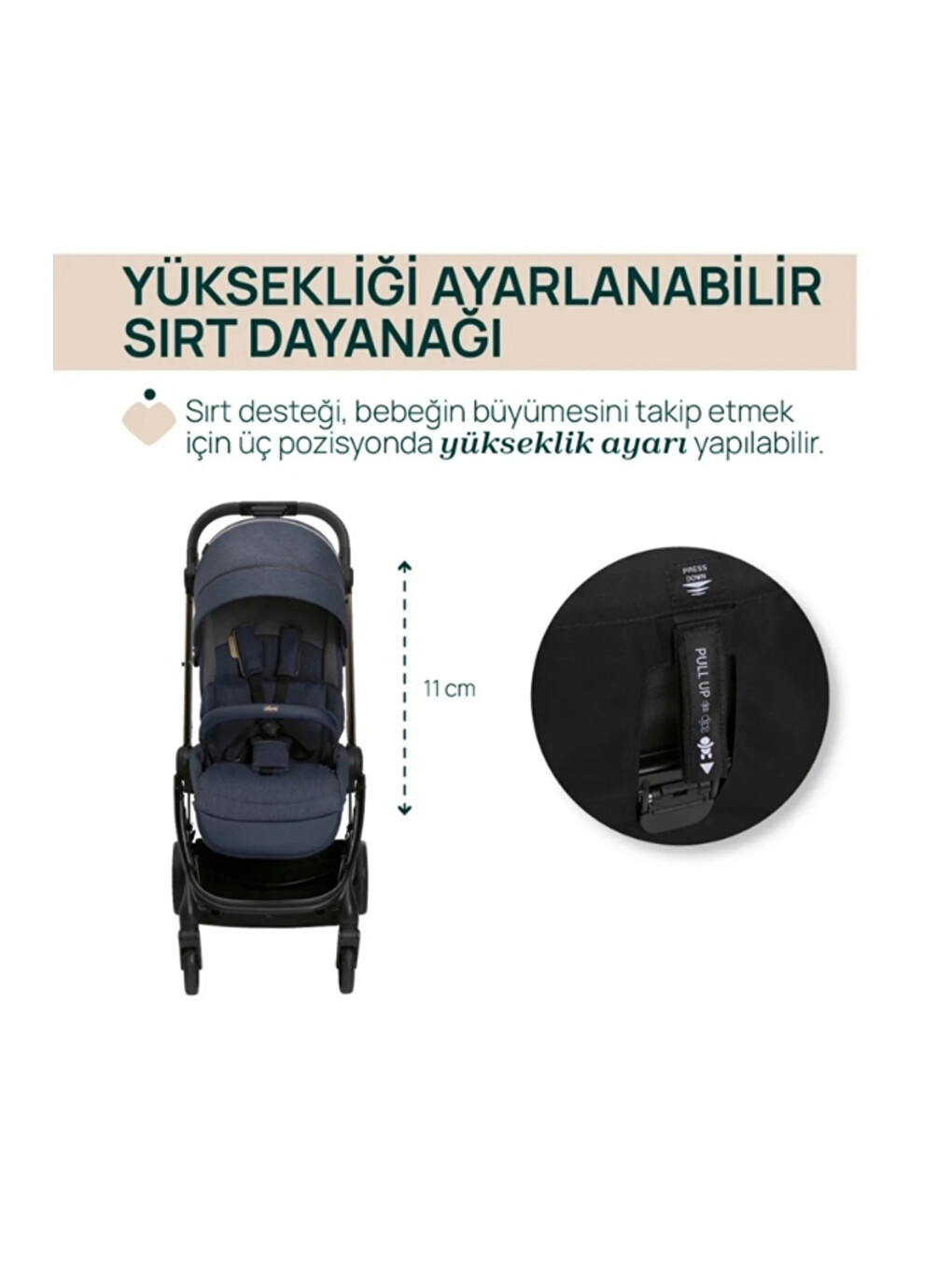 One4ever Lounge Çift Yönlü Kolay Katlanabilen Travel Sistem Bebek Arabası Denim Shine-2