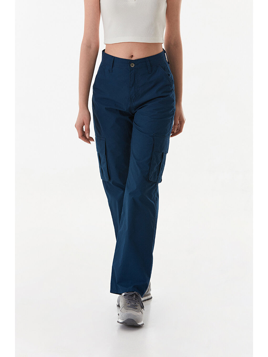 Lacivert Kargo Cepli Paraşüt Kumaş Pantolon-2