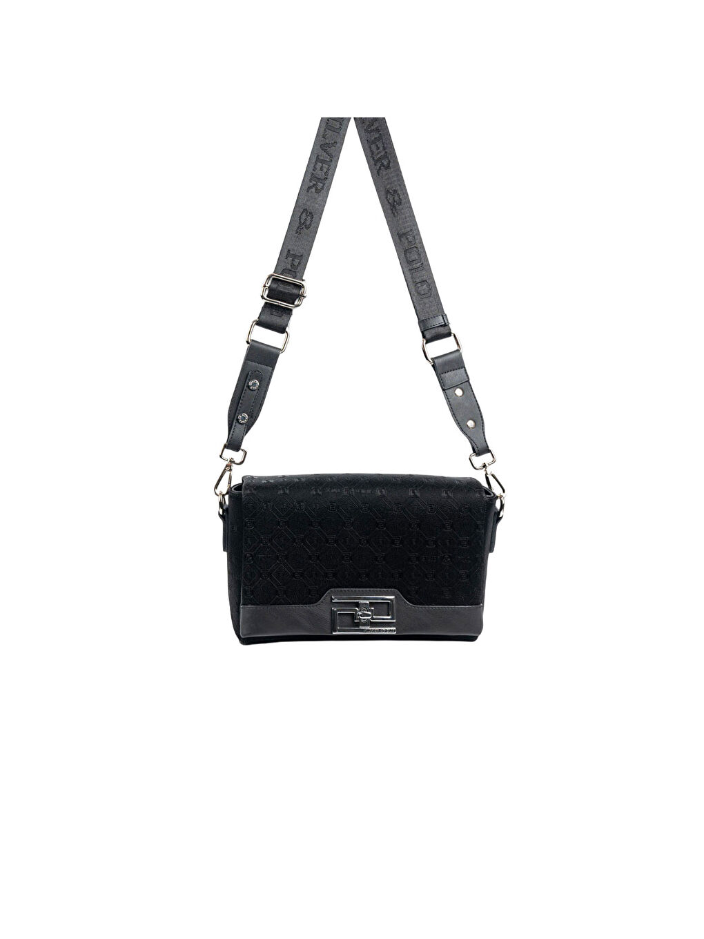 Siyah Kadın Çapraz Çanta 1257-48297 SILVER POLO ÇAPRAZ BAYAN ÇANTASI M158 SİYAH-NOVA SİYAH