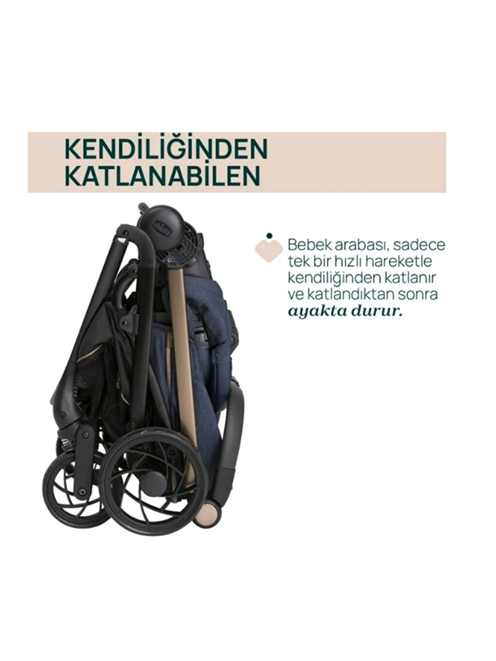 One4ever Lounge Çift Yönlü Kolay Katlanabilen Travel Sistem Bebek Arabası Denim Shine-7