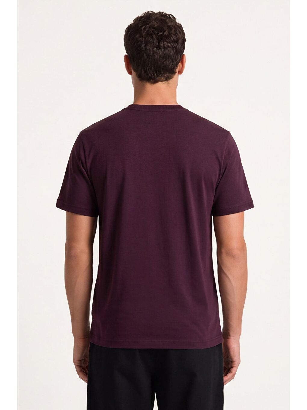 Erkek Bordo Normal Kesim Regular Fit %100 Pamuk Kısa Kollu Bisiklet Yaka Basic Tişört-4