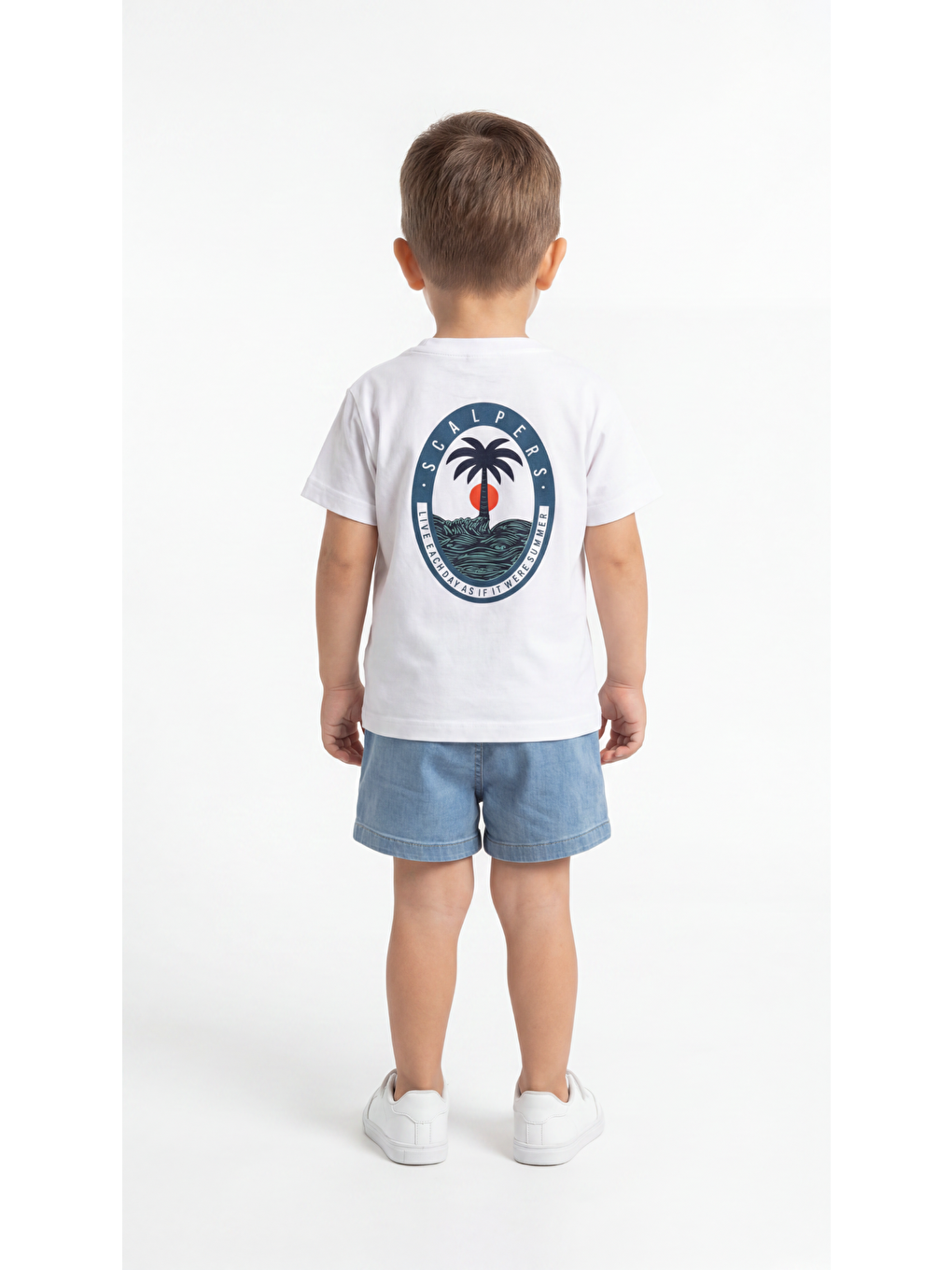 Beyaz Palmiye Baskılı Erkek Bebek Alt Üst Takım-3