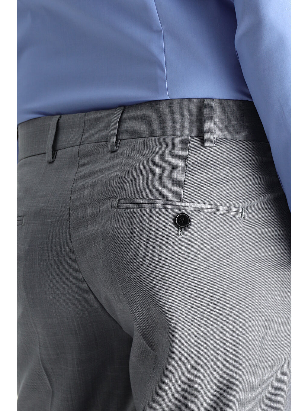 Gri Slim Fit Dar Kesim Klasik Kumaş Pantolon-4