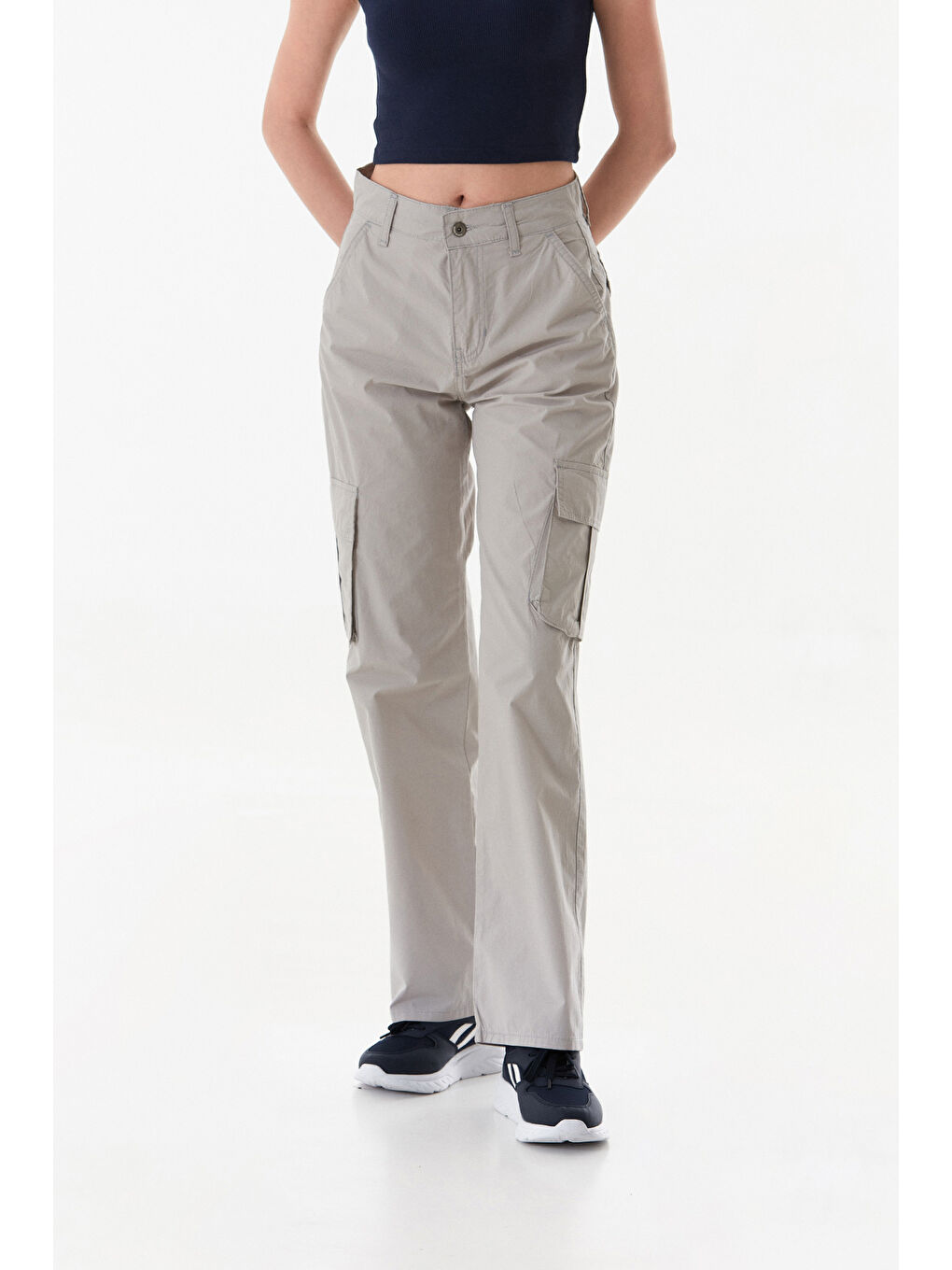 Gri Kargo Cepli Paraşüt Kumaş Pantolon-1