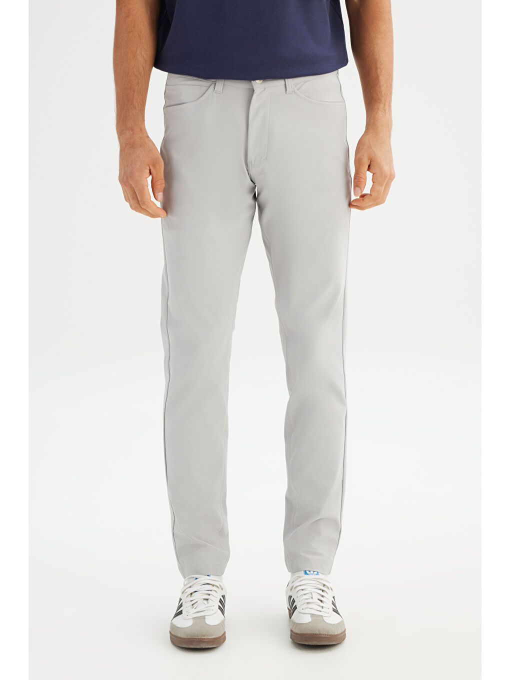 Regular Fit Normal Kesim Dar Paça 5 Cep Gri Casual Pantolon-1