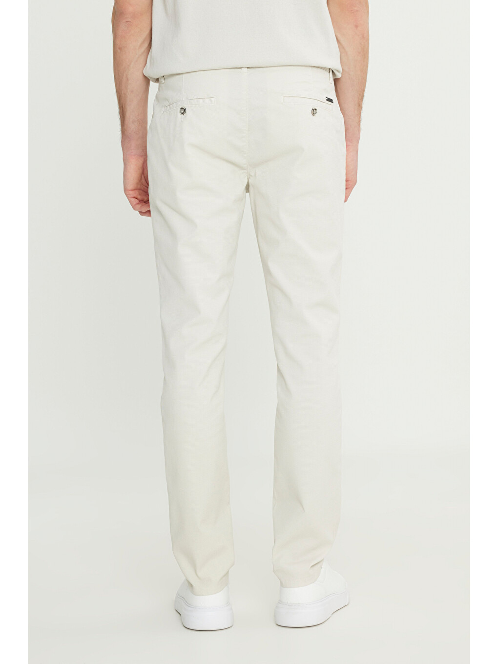 Bej Erkek Taş Pamuklu Slim Fit Dar Kesim Yan Cepli Armürlü Esnek Casual Pantolon-4