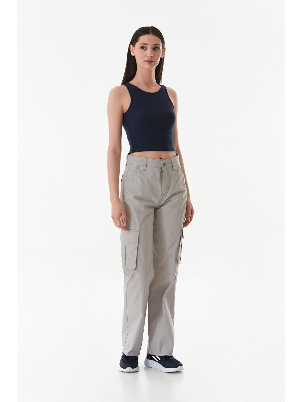 Gri Kargo Cepli Paraşüt Kumaş Pantolon-2