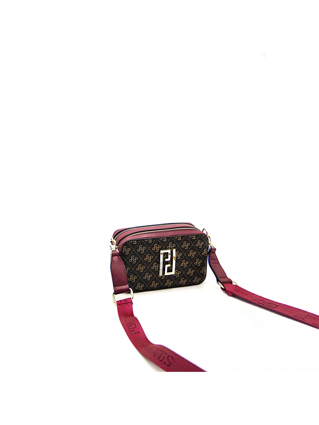 Kahverengi Kadın Çapraz Çanta 1078-43476 SILVER POLO ÇAPRAZ BAYAN ÇANTASI M178 KAHVE SARI-MAT BORDO-3