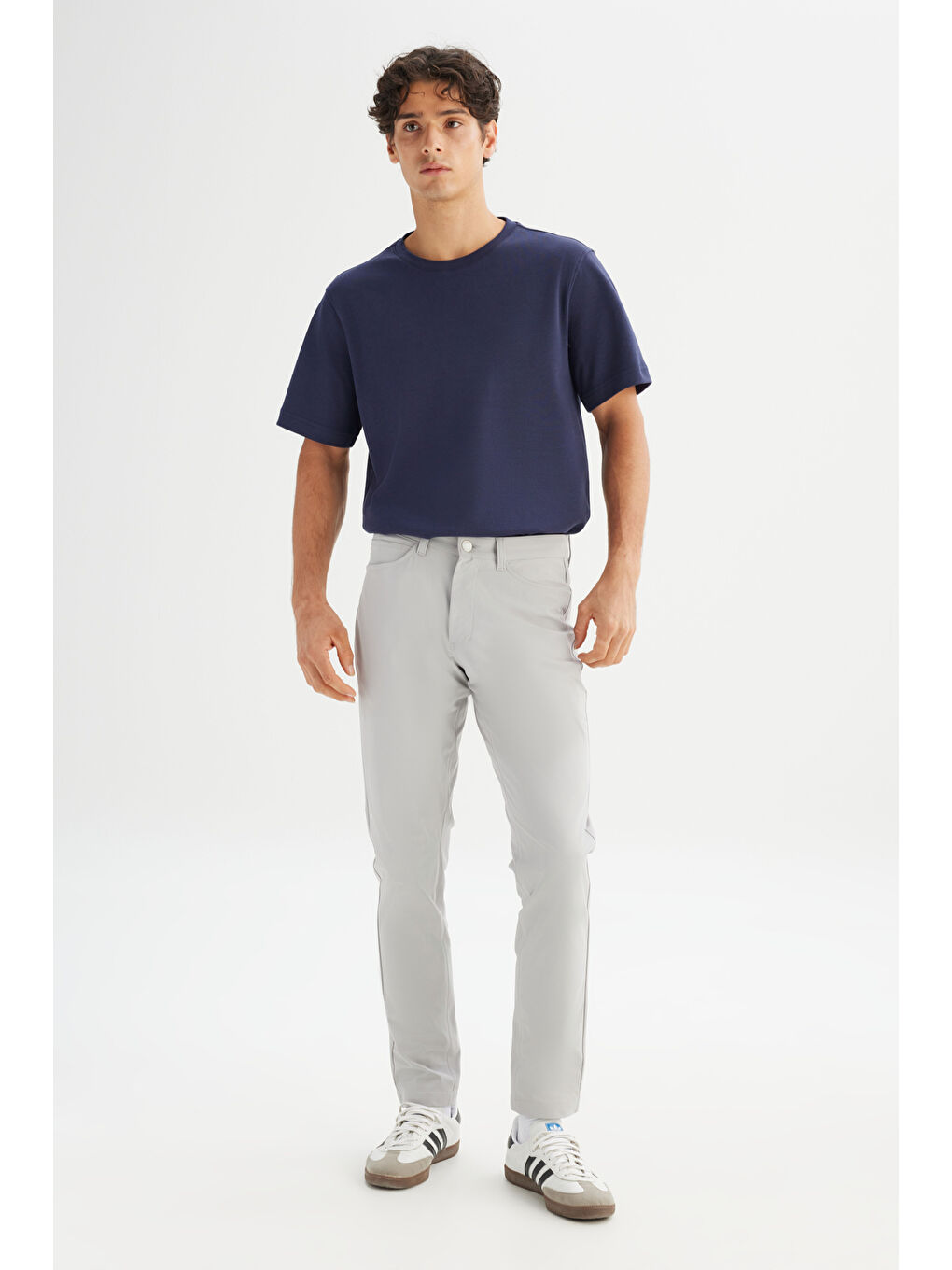 Regular Fit Normal Kesim Dar Paça 5 Cep Gri Casual Pantolon-2