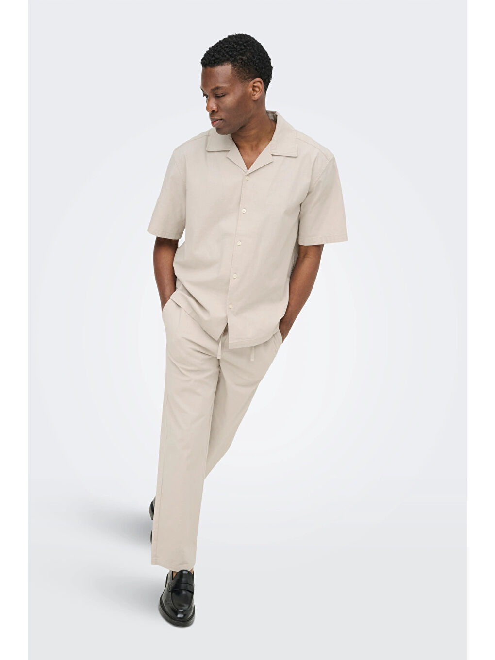 Bej Onsreid  Pamuklu Normal Bel Dar Paça Pantolon 22036359-1