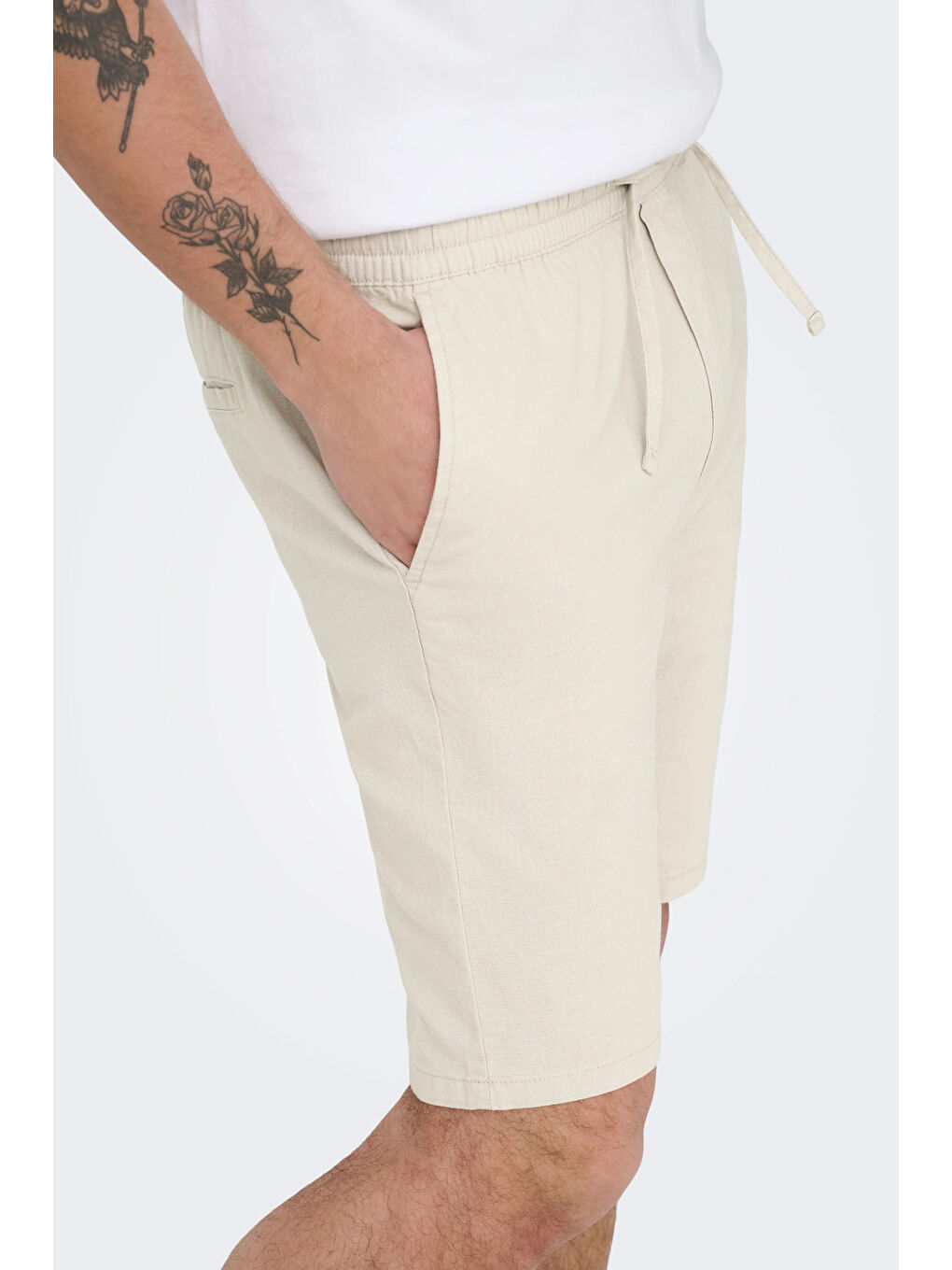 Bej Onsreid Normal Kalıp Pamuklu Normal Bel Short 22036361-1