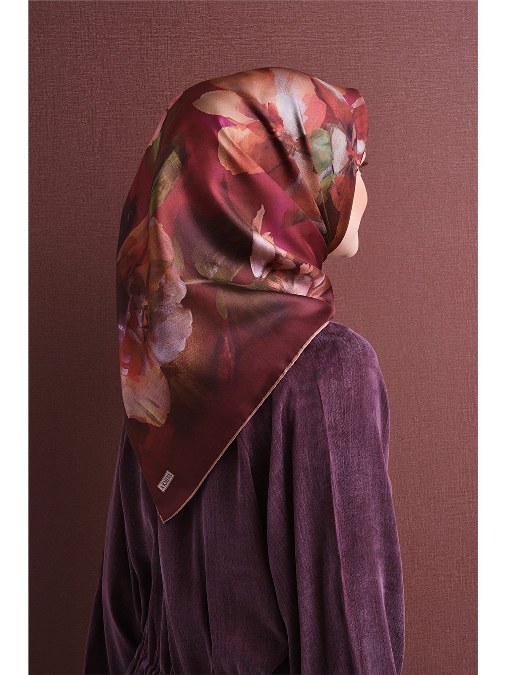 Kahverengi Saf İpek Twill Eşarp 9611d 33-3
