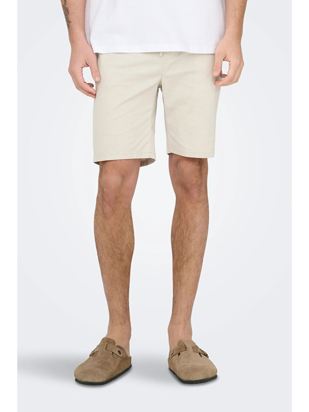 Bej Onsreid Normal Kalıp Pamuklu Normal Bel Short 22036361-3
