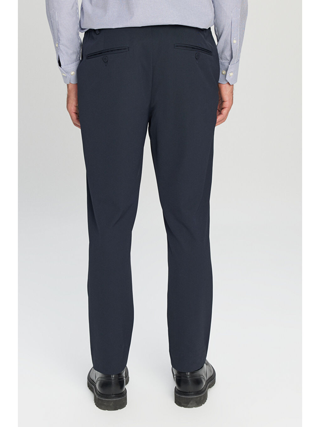Erkek Lacivert Slim Fit Dar Kesim Yan Cep Casual Pantolon-4