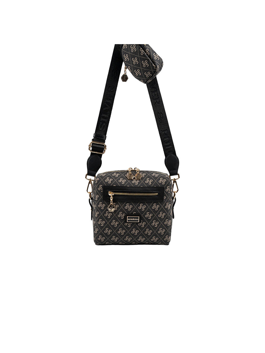 Gri Kadın Çapraz Çanta 1038-48492 SILVER POLO ÇAPRAZ BAYAN ÇANTASI M178 FÜME-MAT SİYAH