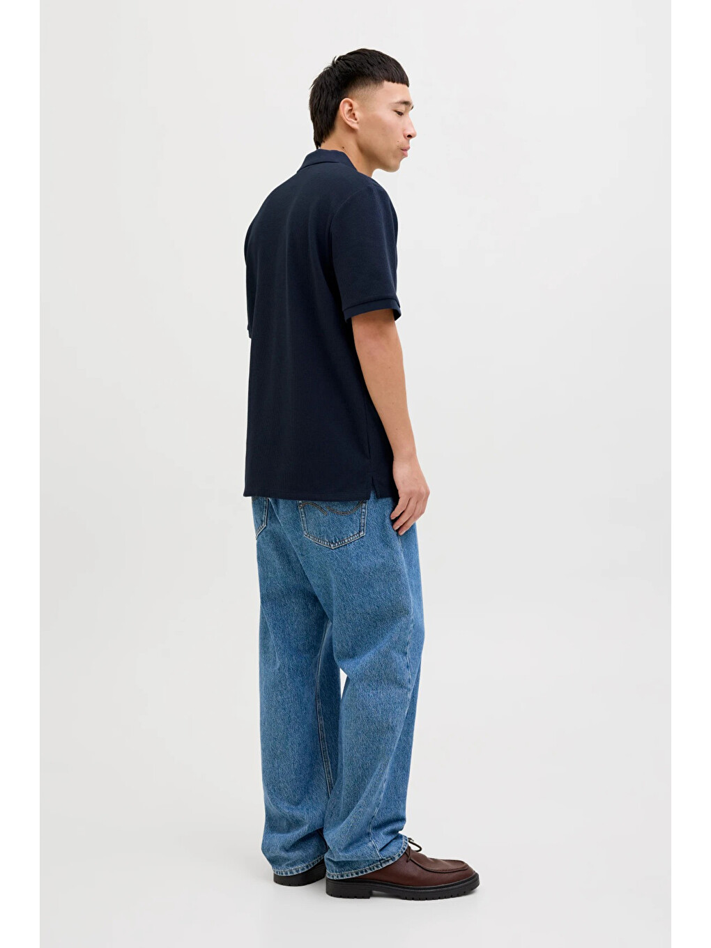 Lacivert Essentials Jjeaustin Normal Kalıp Fermuarlı Polo Yaka Tişört 12279177-3