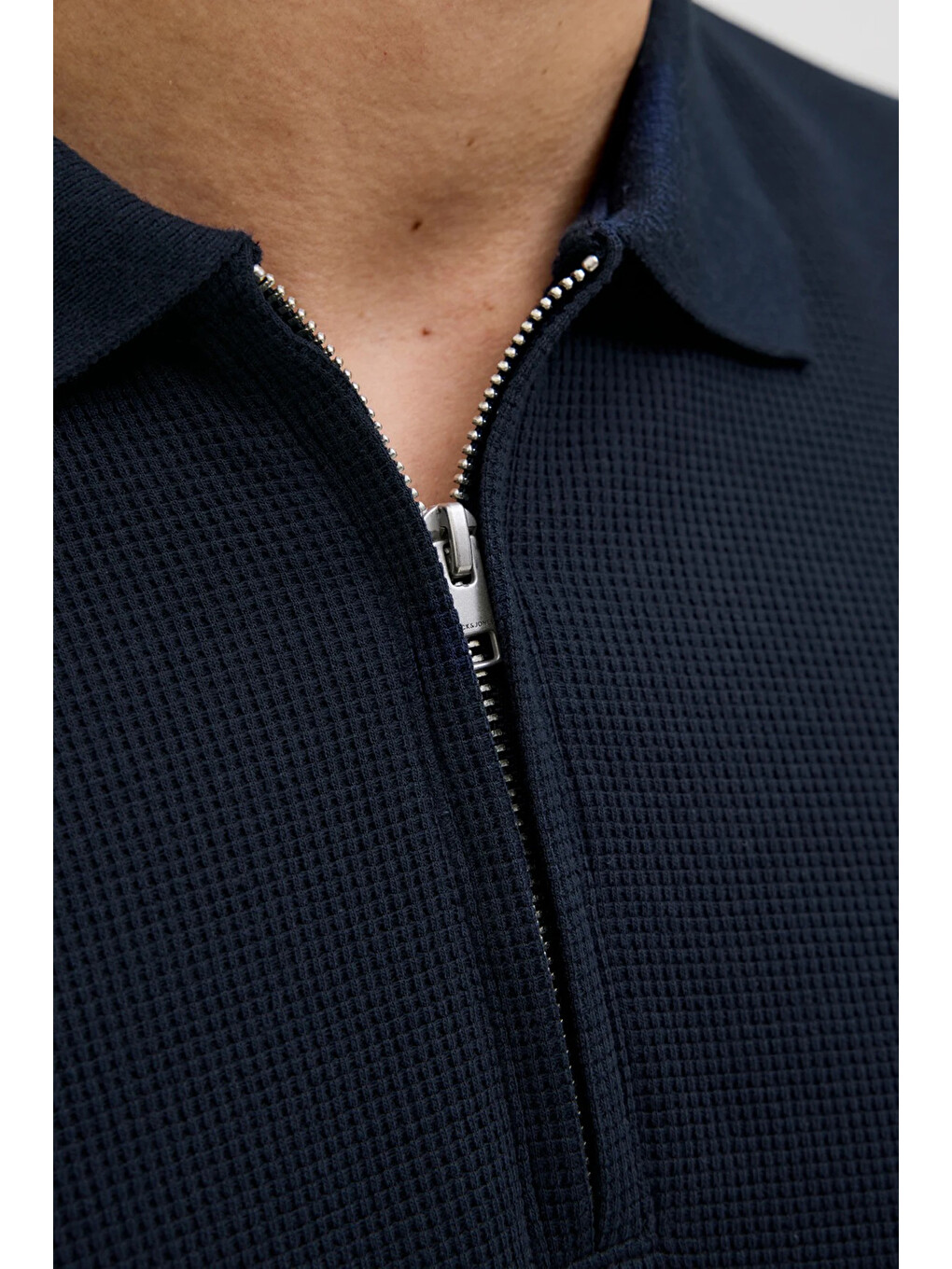 Lacivert Essentials Jjeaustin Normal Kalıp Fermuarlı Polo Yaka Tişört 12279177-4
