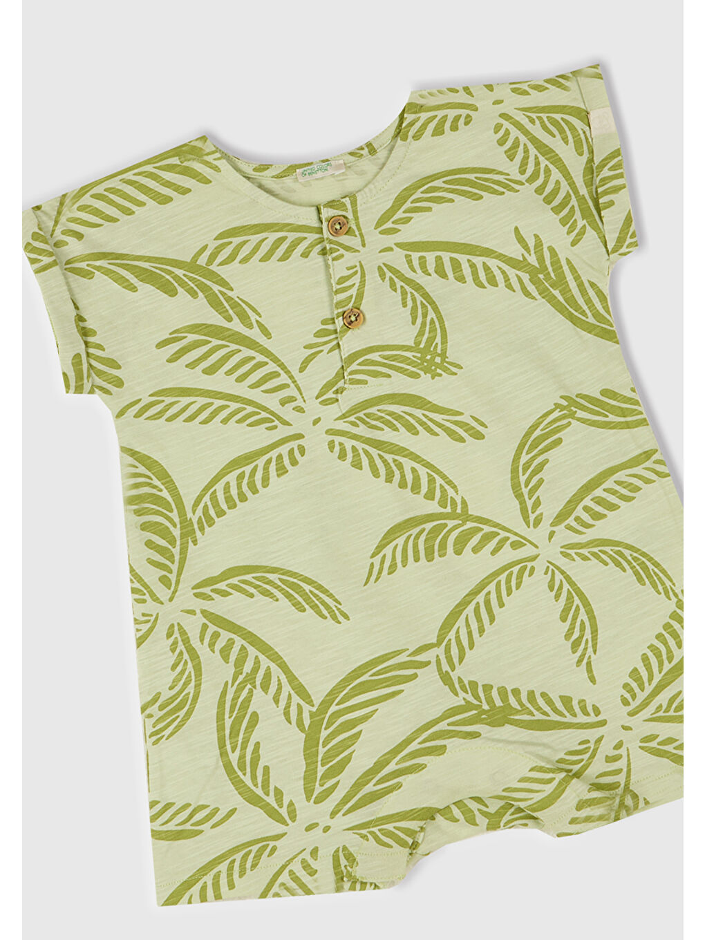 Bebek Yeşil Tamamı Desenli Önü Düğme Detaylı Gizli Çıtçıtlı Tulum-1