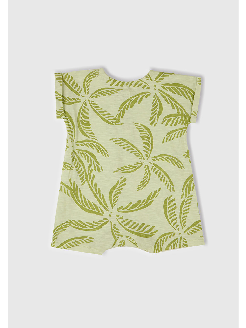 Bebek Yeşil Tamamı Desenli Önü Düğme Detaylı Gizli Çıtçıtlı Tulum-2