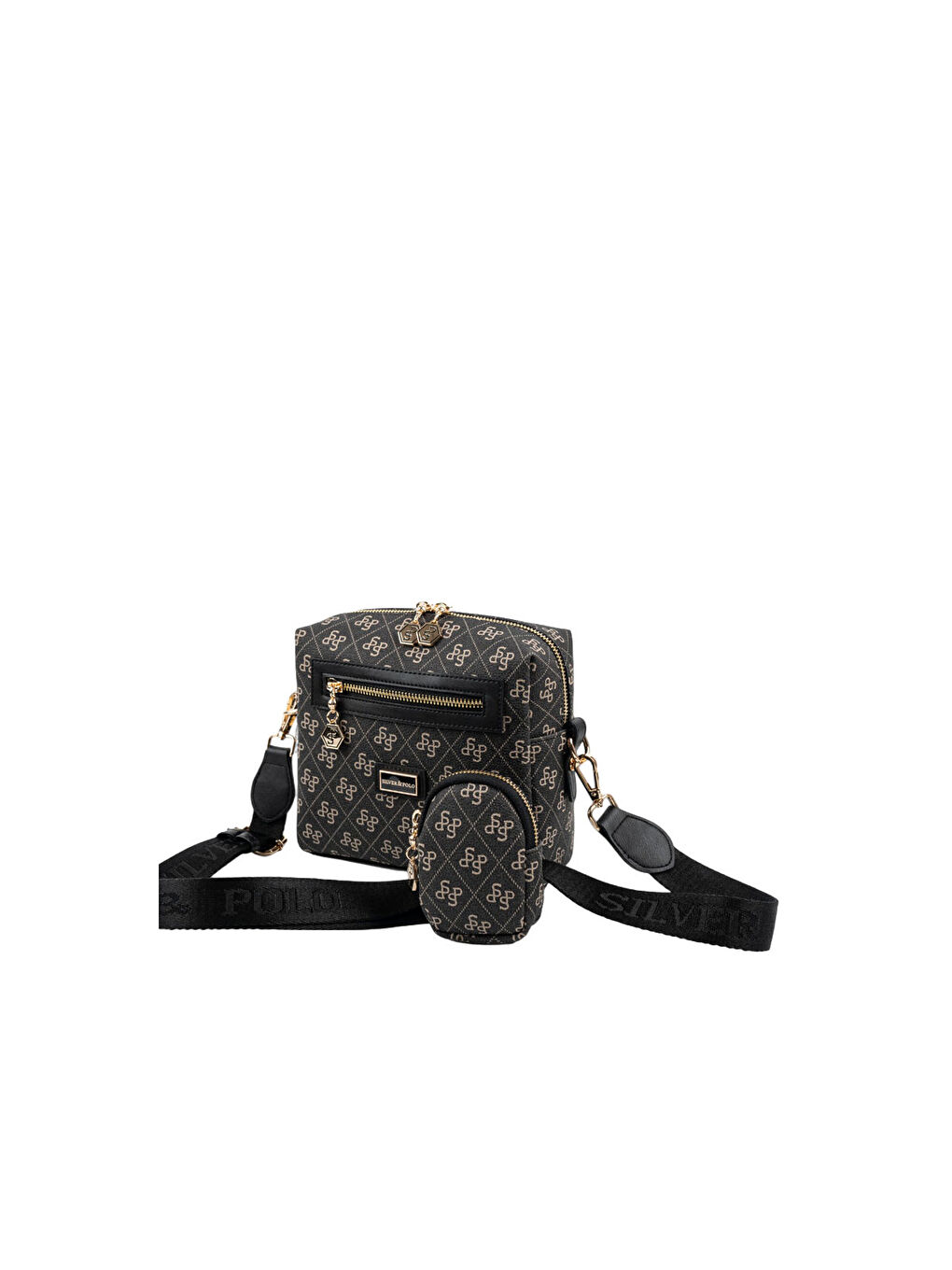 Gri Kadın Çapraz Çanta 1038-48492 SILVER POLO ÇAPRAZ BAYAN ÇANTASI M178 FÜME-MAT SİYAH-4