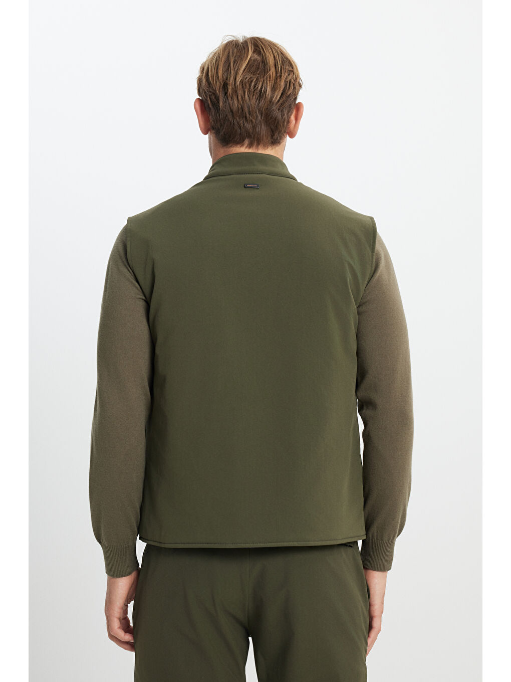 Erkek Haki Standart Fit Normal Kesim Dik Yaka Casual Yelek-6