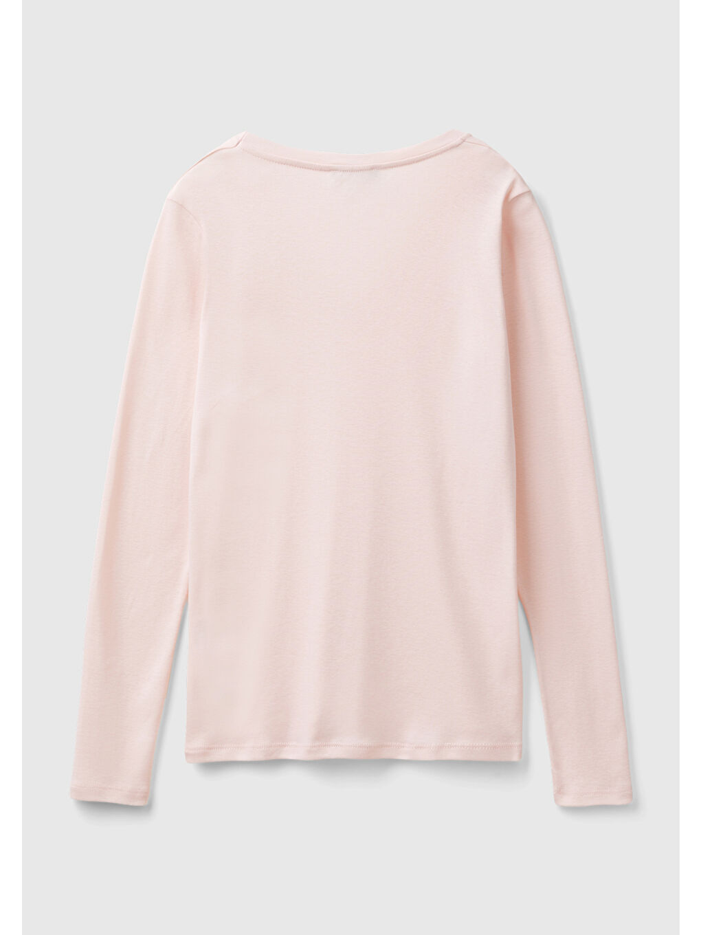 Kadın Toz Pembe Basic V Yaka Uzun Kollu Tişört-3