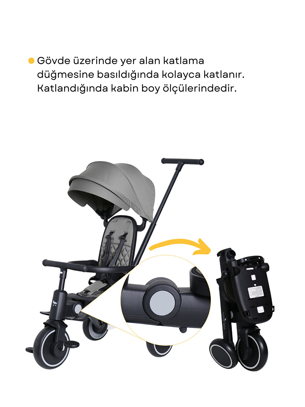 Merkür Bebe 9in1 Hawk Çift Yönlü Katlanabilir Yatabilir Ayak Destekli Bebek Ve Çocuk Bisikleti-4