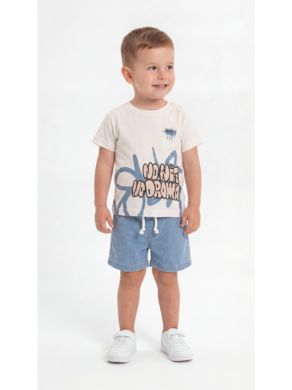 Ekru No Drama Baskılı Erkek Bebek Alt Üst Takım-1